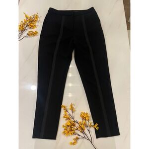 FRNCH Womens Black Satin Stripe Tuxedo Slim Leg Trousers Dress Pants Medium